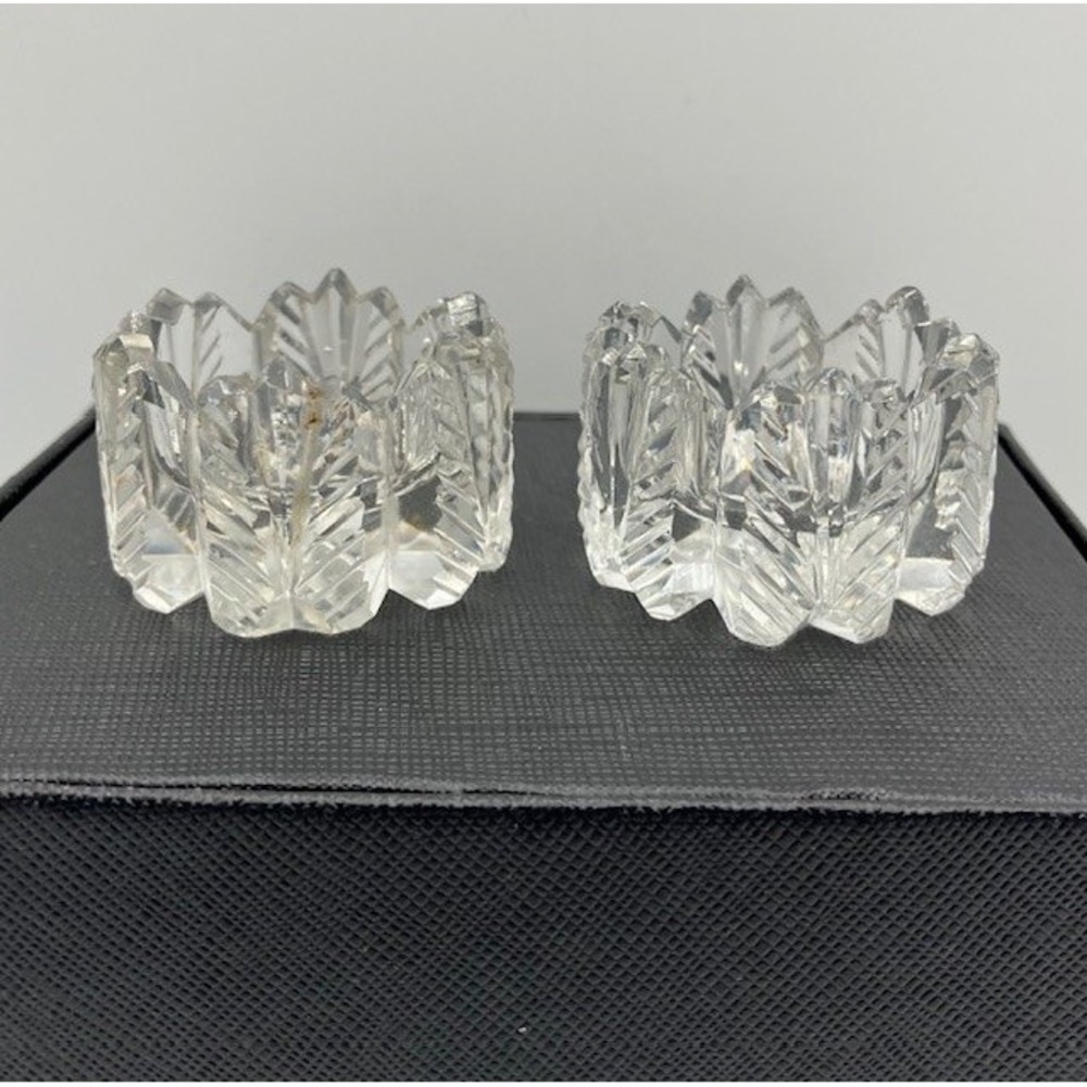 Pair of Crystal Glass Open Salt Cellars Pinch Bowls Vintage Table Decor‎ 1.5"D